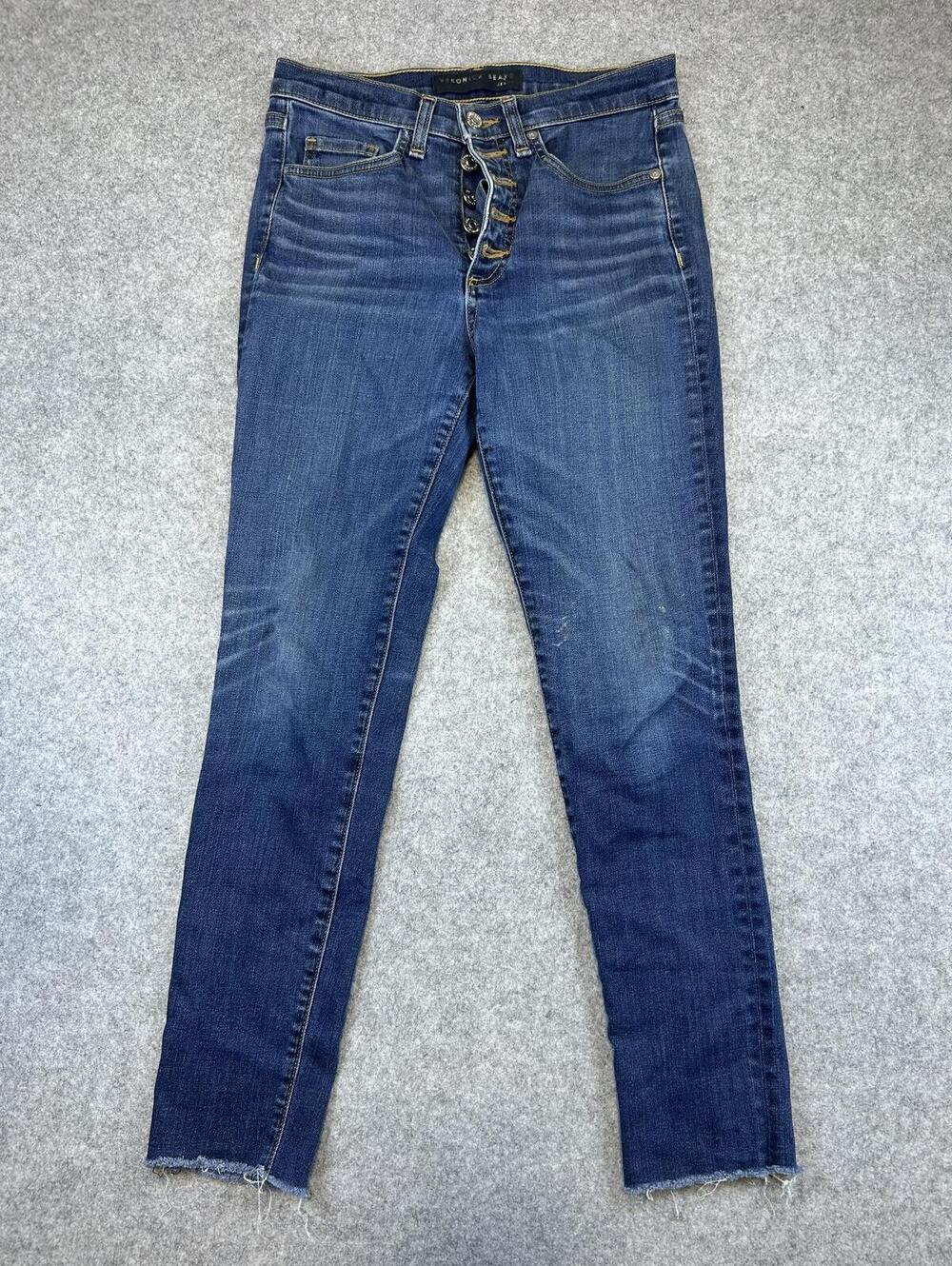 Veronica Beard Jeans Women W 26 L 25 Dark Washed Frill Denim Button Fly Chic